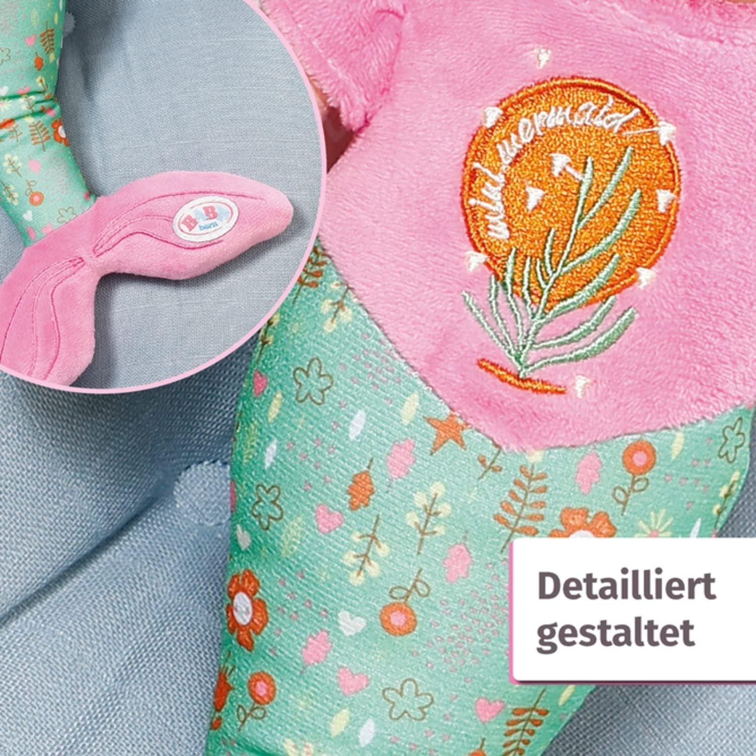 BABY born Zeemeermin voor baby's, wasbare zachte pop, zeemeerminpop met zacht vinyl hoofd, 33 cm hoog, 832288 Zapf Creation