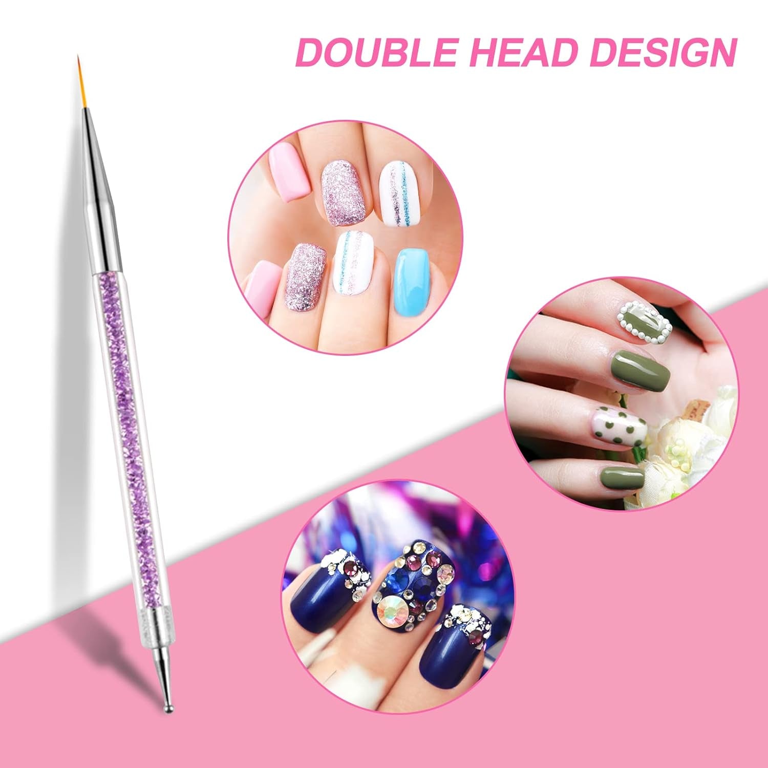 Sullarpek Nail Art Pinsel, 5 Stück Nageldesign Pinsel, Nail Art Dotting Tools, Nail Art Liner-Pinsel, Zum Herstellen Von Nagellack, Punktieren, Feinmalerei, DIY