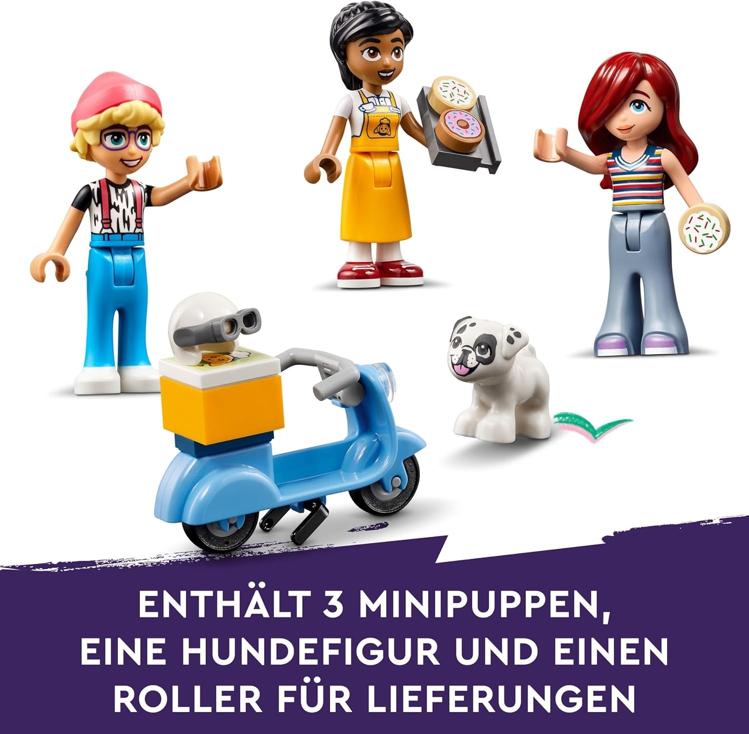 LEGO Friends Heartlake City Café, kinderspeelgoed, speelgoedbakkerij, cadeau-idee voor meisjes en jongens vanaf 6 jaar, set van 3 speelfiguren en hondenfiguur 42618 Bouwsets Besuche in LEGO-Store