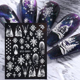 4 Blatt 3D Nagelsticker Weihnachten Nagelaufkleber Christmas 5D Stereoskopisch Selbstklebend Schneeflocke Schneemann Nail Art Sticker Decoratie Nageldesign Zubehör