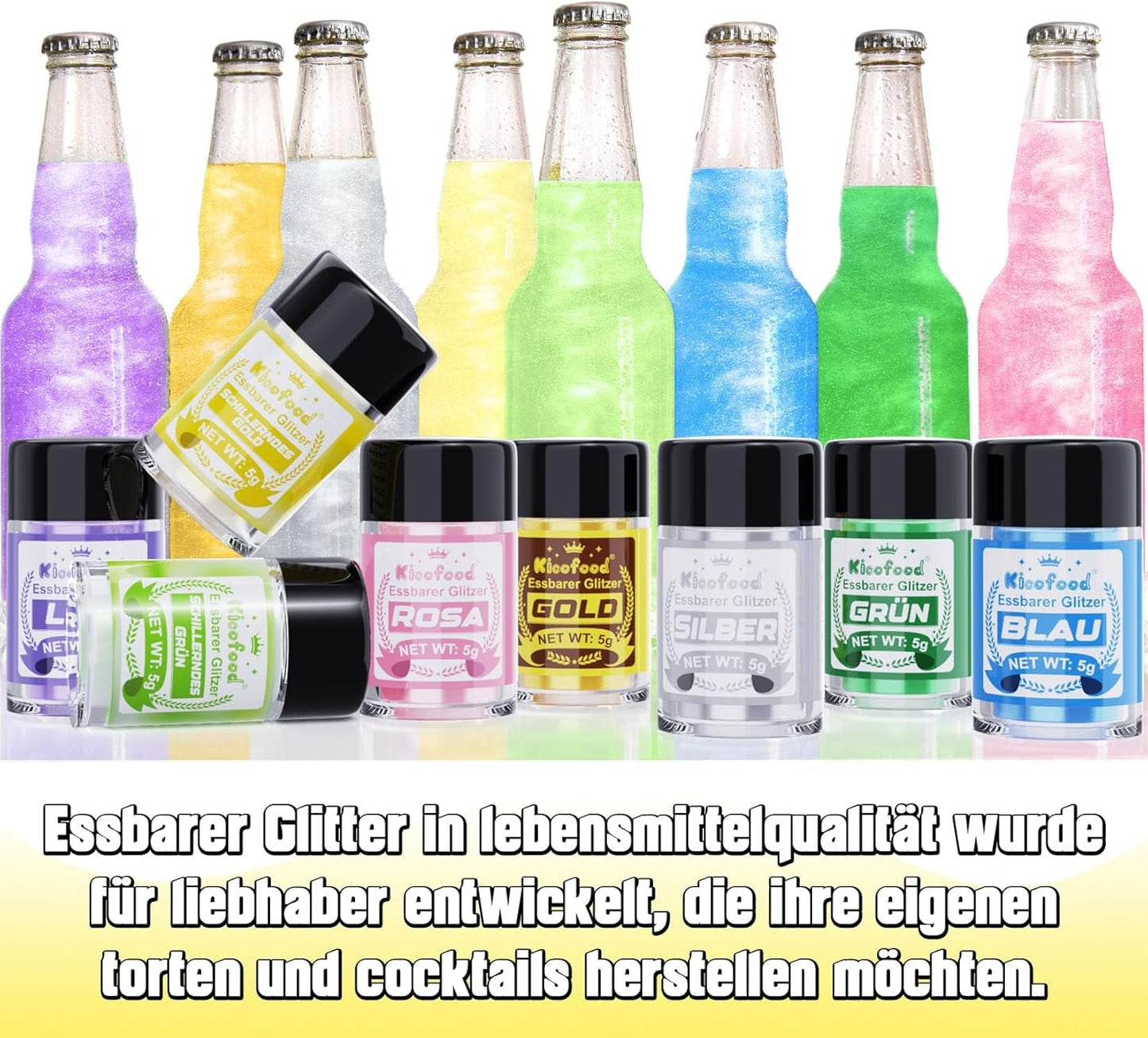 Kicofood, eetbare glitters, 5 gram, diverse kleuren Glitter Naty Shop