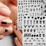 12 Blatt Nagelsticker Geometrisch Nagelstickers Selbstklebend Zwart-wit Mysterioses Dreieck Nail Art Sticker Decoratie Nageldesign Zubehör