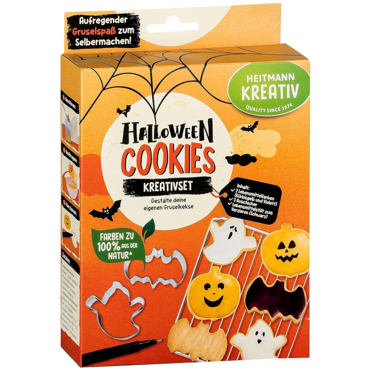 HEITMANN KREATIV - Creatieve Halloween-fruitkauwgomset - Plantaardige poederkleurstoffen - Roze - DIY Ghost Shape Fruitkauwgom met frambozensmaak