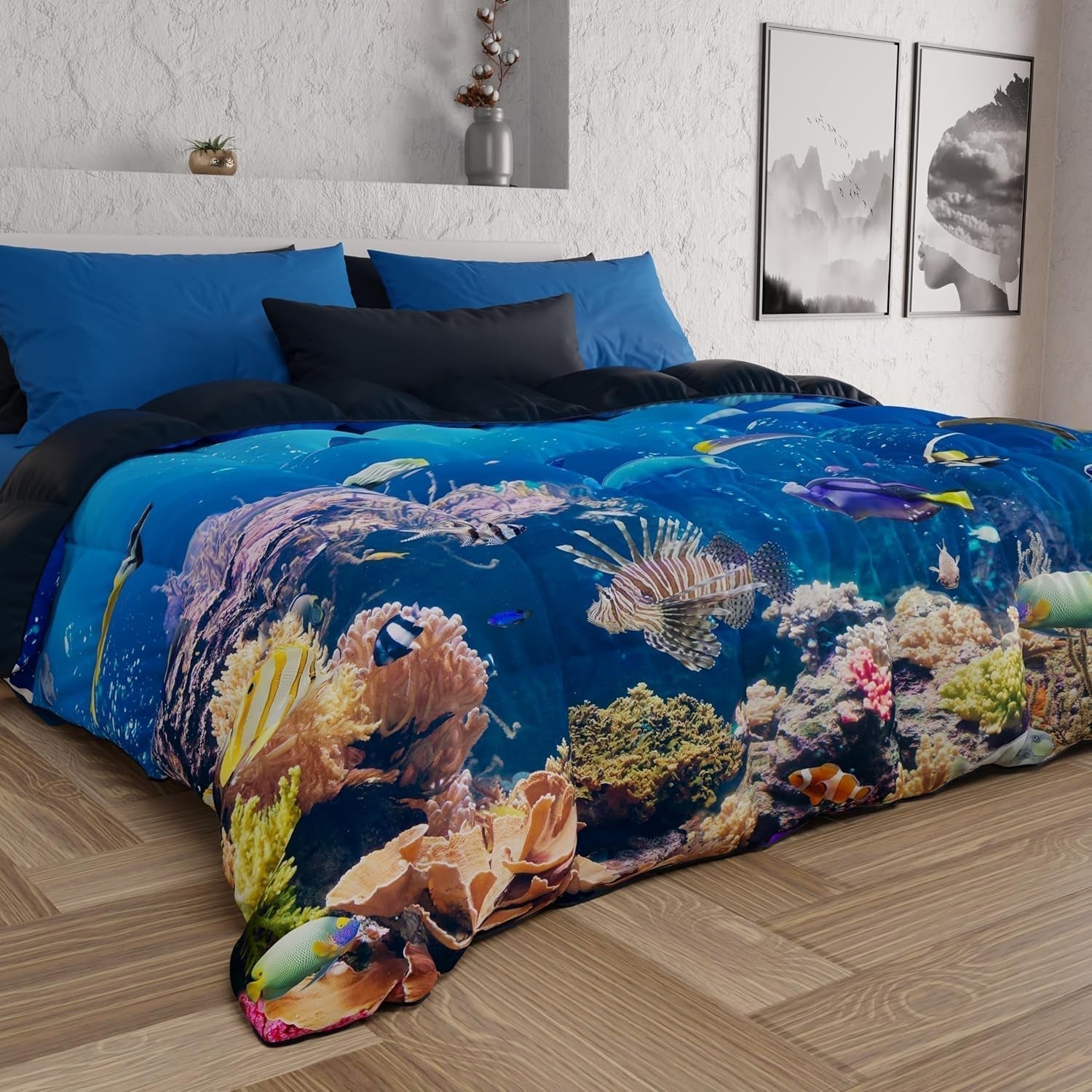 PETTI Artigiani Italiani dekbedovertrek voor een tweepersoonsbed, 100% Made in Italy, Aquariumquilts en quilts Naty Shop