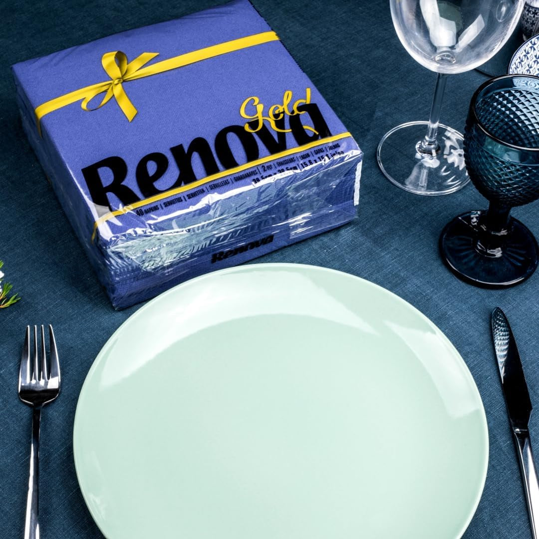 Renova papieren servetten, goudblauw - 40 servetten