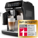 PHILIPS automatische espressomachine 3300 serie - 6 dranken, modern kleurentouchscreen, LatteGo melkbereidingssysteem, SilentBrew, 100% keramische molen, AquaClean filter. Zwart chroom (EP3347/90)