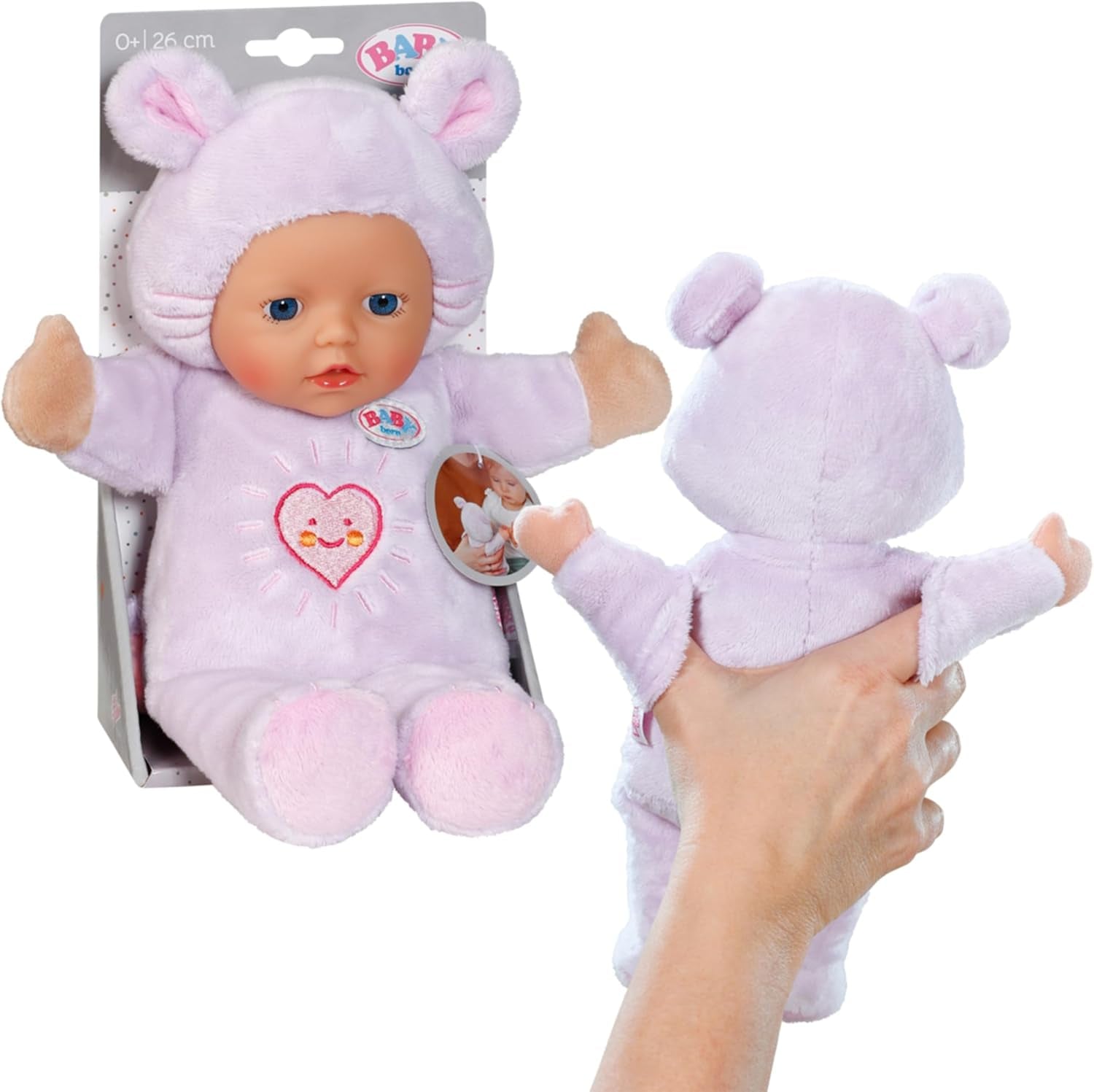Baby Born for Baby's Muis Soft Doll, 26 cm, met oren en vingerzakken, voor pasgeborenen, 836590 Zapf Creation, roze