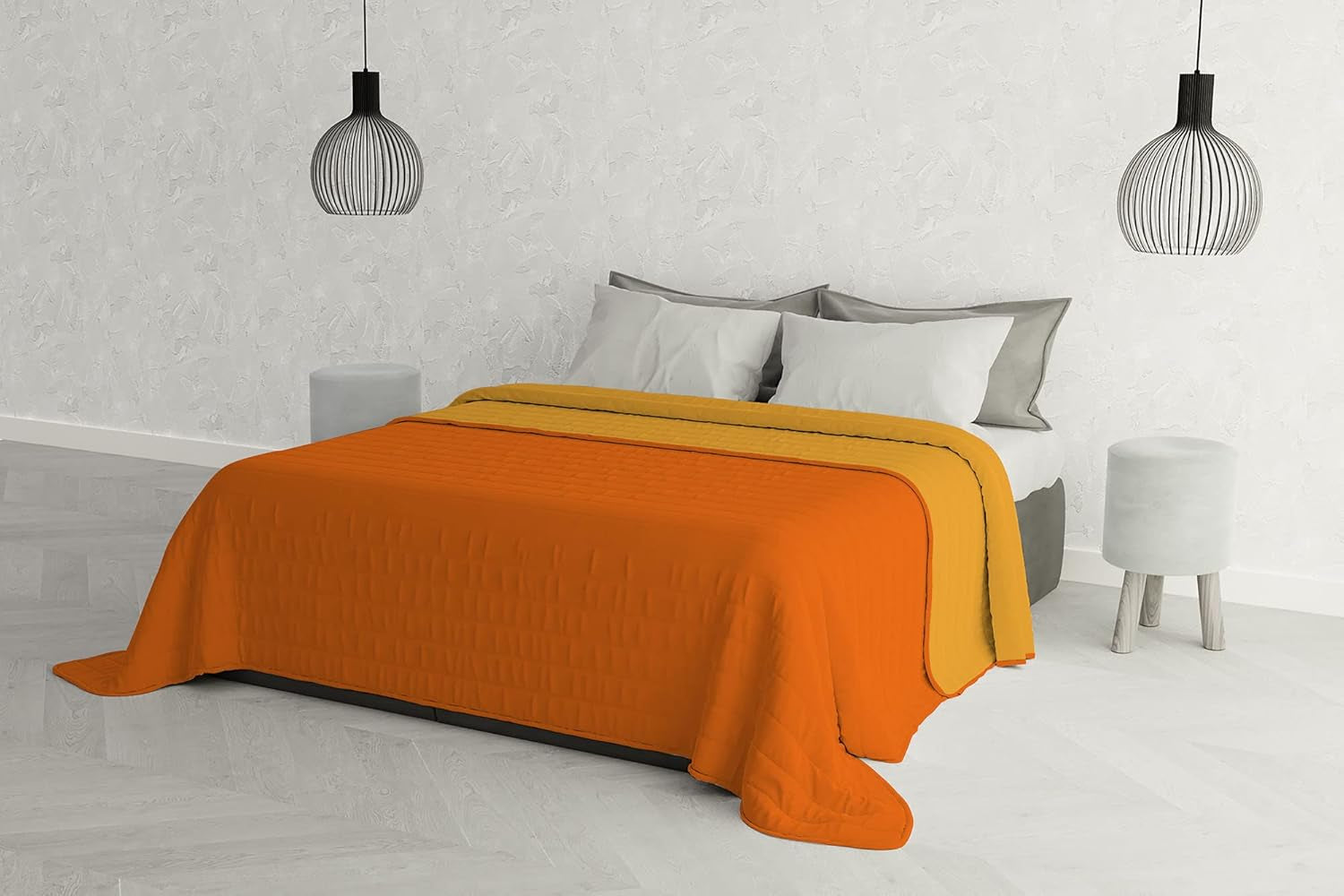 Elegant dekbed voor een tweepersoonsbed 260 x 270 cm Donkerblauw/Appelgroen Bedden en dekens Besuche den Italian Bed Linen-Store Arancio/Giallo