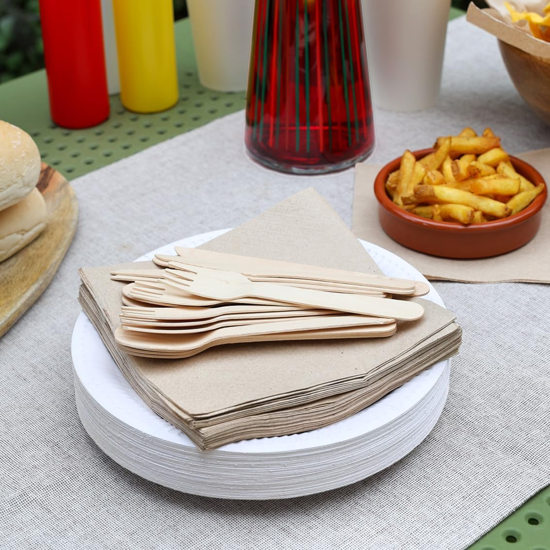 Tafelsoort | 100 stuks bulkverpakking Zacht gerecycled papier Servetten Bruin Wegwerpfeestservetten Geschikt voor dagelijks gebruik Milieuvriendelijk Kraft Ongebleekt Composteerbaar Gemaakt in de EU 2-laags 33 cm