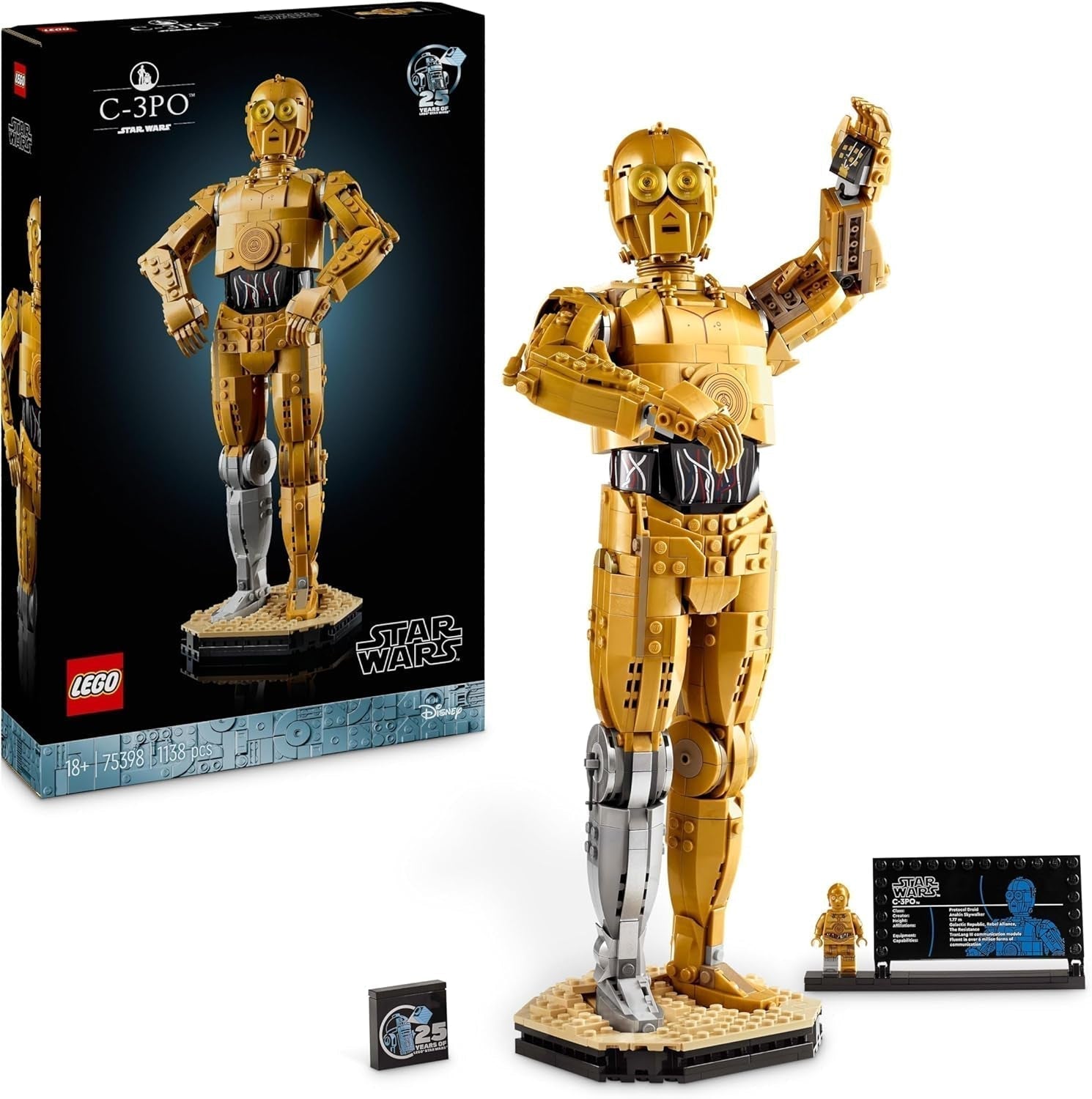 LEGO Star Wars C-3PO B, bouwbare Droid, verzamelmodel, bouwen en tentoonstellen, nostalgisch cadeau-idee voor volwassenen en fans, verzamelstuk, fantasiespeelset 75398 Bouwsets Bekijk de LEGO-winkel