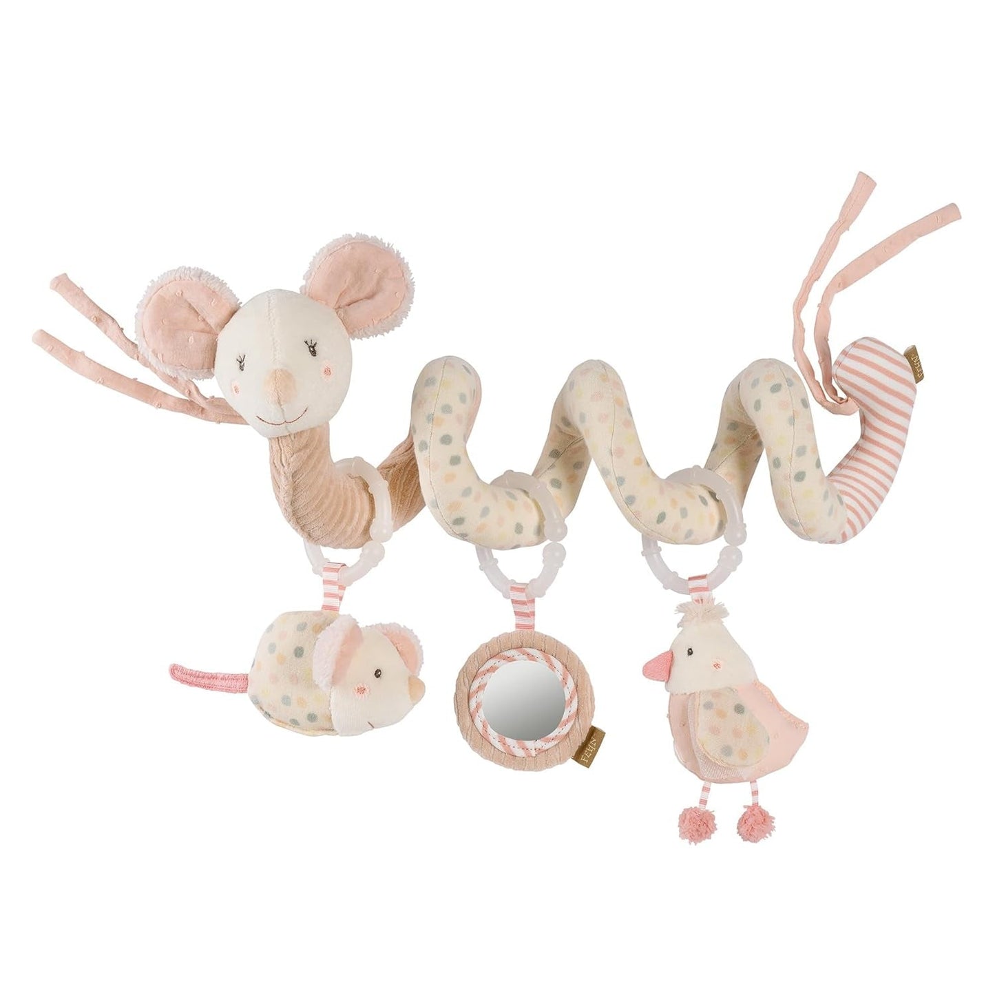 Fehn Activity Spiral Dino - duw- en trekkinderwagenspeelgoed - babydinosaurusspeelgoed voor bed, speeltuin, kinderwagen en autostoel - motorisch speelgoed voor baby's en peuters vanaf 0+ maanden Babyspeelgoed Naty Shop Mouse