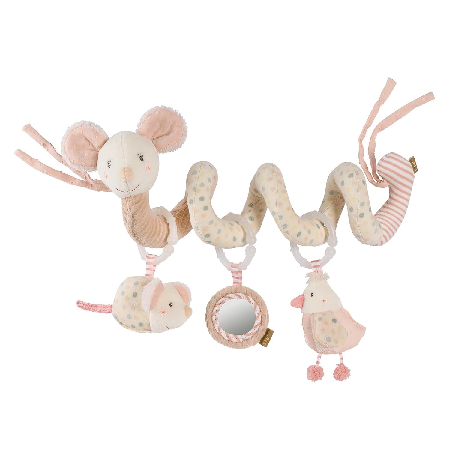 Fehn Activity Spiral Dino - duw- en trekkinderwagenspeelgoed - babydinosaurusspeelgoed voor bed, speeltuin, kinderwagen en autostoel - motorisch speelgoed voor baby's en peuters vanaf 0+ maanden Babyspeelgoed Naty Shop Mouse