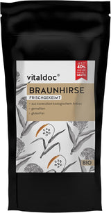 vitaldoc© | Biologische bruine gierst, vers gekiemd 250g + 100g | Rauw voedsel | Glutenvrij | Veganistisch | Biologisch | Rijk aan natuurlijk silicium | Kwaliteit
