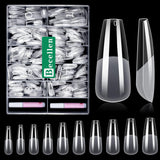 Becellen 500 stuks kunstnageltips, zachte gelnageltips, volledige dekking, gelnageltips, voorgepolijste kunstnagels, doe-het-zelf nagelkunstlijmset (amandelen)