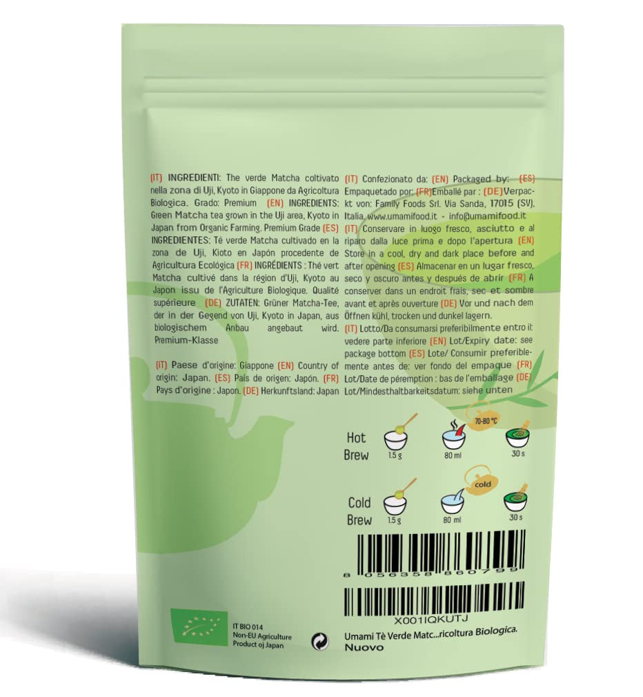 Matcha Umami Bio Groene Thee Poeder - premium kwaliteit, geteeld in Uji, Kyoto (Japan) Van biologische landbouw. 50 gr