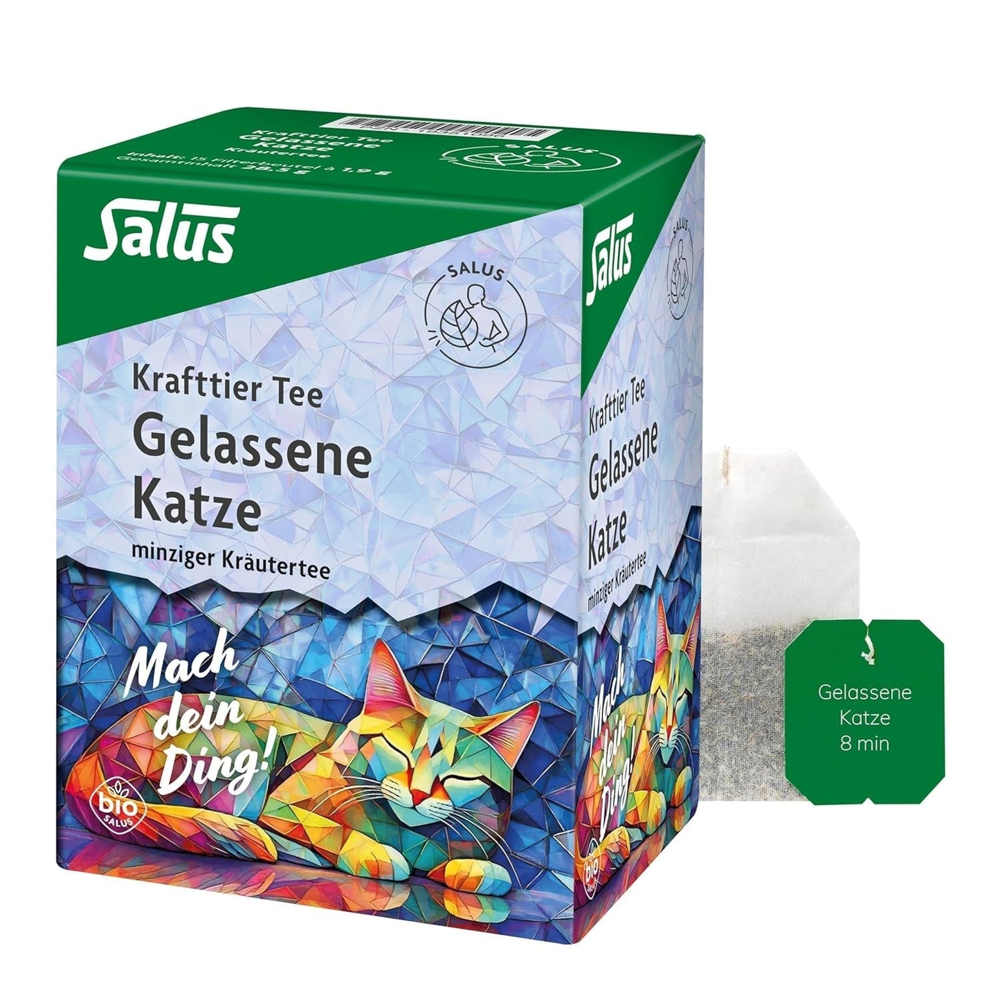 Salus - Krafttier Thee - The Quiet Cat - 1X 15 Filterzakjes (28,5g) - Muntkruidenthee met Ashwagandha - Biologisch