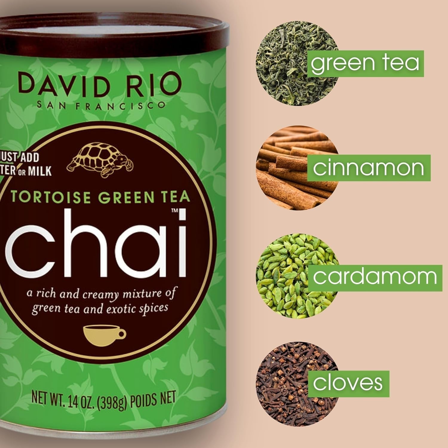 David Rio - Schildpad Groene Chai, doos (1 x 398 g)