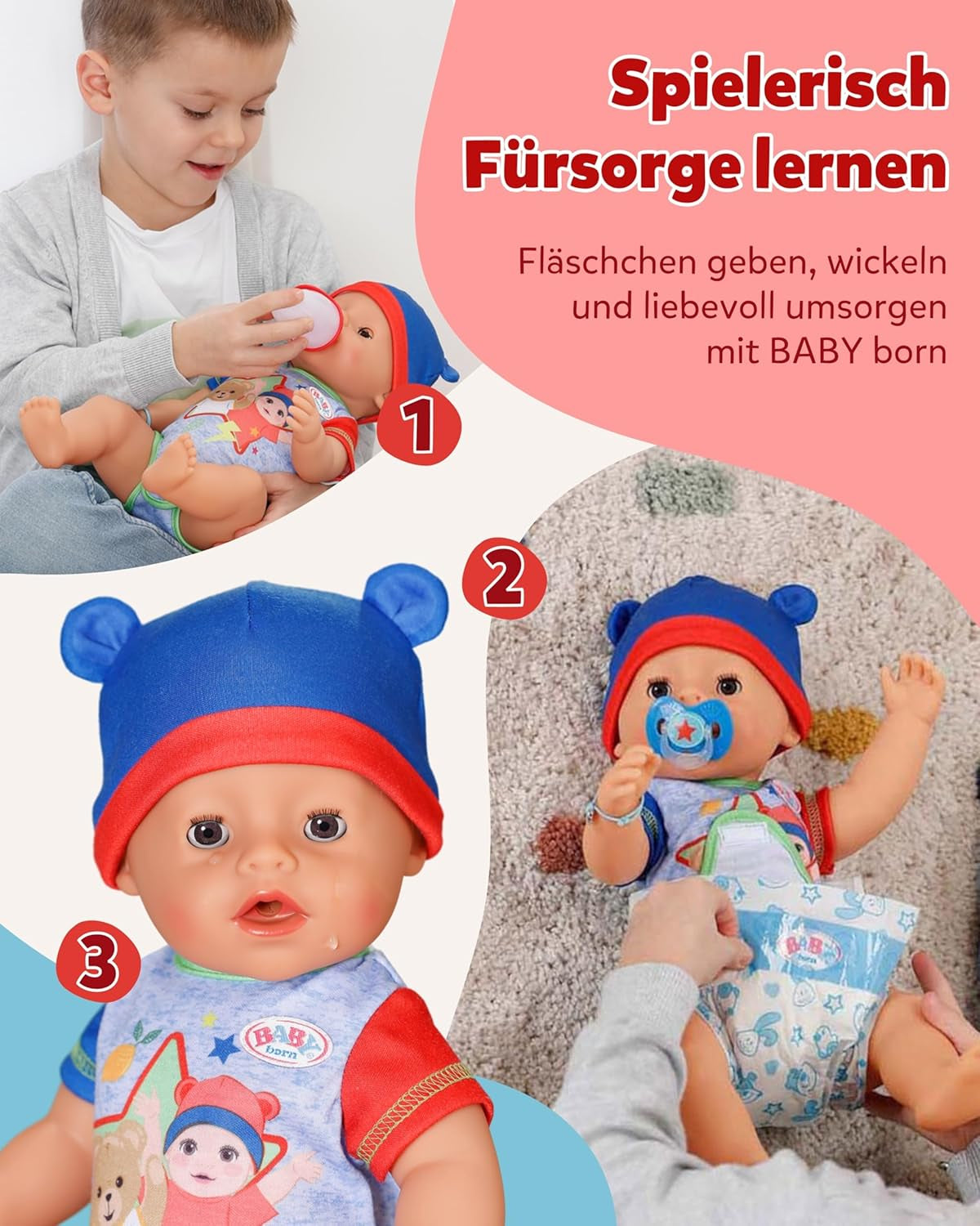 BABY Born Jonas - babypop 43 cm - 10 functies inclusief accessoires en matras - Werkt volledig zonder batterijen - Geschikt voor kinderen vanaf 3 jaar