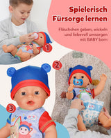 BABY Born Jonas - babypop 43 cm - 10 functies inclusief accessoires en matras - Werkt volledig zonder batterijen - Geschikt voor kinderen vanaf 3 jaar