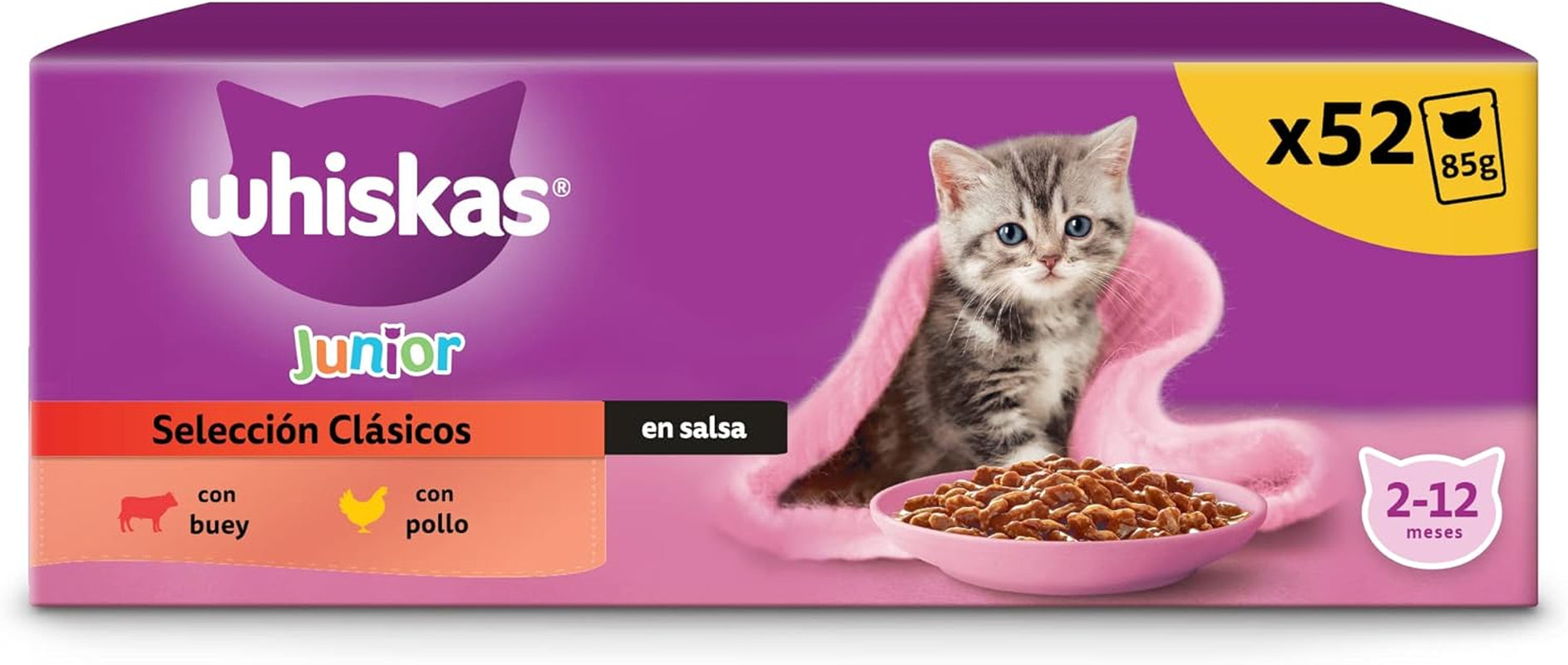 Whiskas Junior Classic natvoer voor katten, 13 x 4 x 85 g