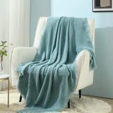 CREVENT Roest Gebreide Deken voor Bank Bank Stoel Bed Woondecoratie Zacht Warm Gezellig Lichtgewicht Lente Zomer Herfst (127,8 X 152,4 cm Karamel / Bruin / Verbrand Oranje) CREVENT Bedden en Dekens Wafel Teal