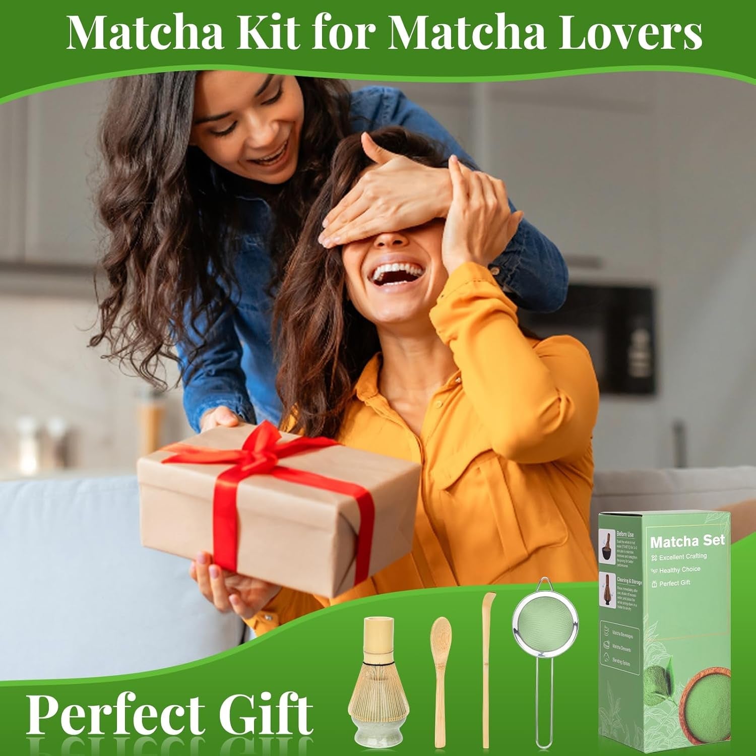 Alyvisun Matcha-set, 5-delig Matcha-theeservies met Matcha-theepot en Matcha-theestandaard, theelepel, theelepel, Matcha-theeset voor Matcha-liefhebbers, ideaal voor beginners en liefhebbers