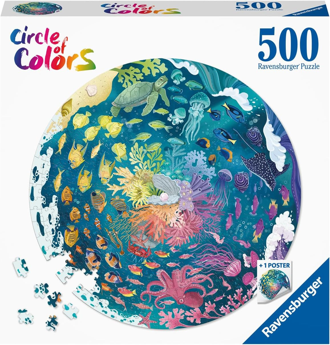 Ravensburger Puzzel 17170 Cirkel van kleuren - Oceaan & Onderzeeër Puzzel 500 stukjes Puzzel Naty Shop