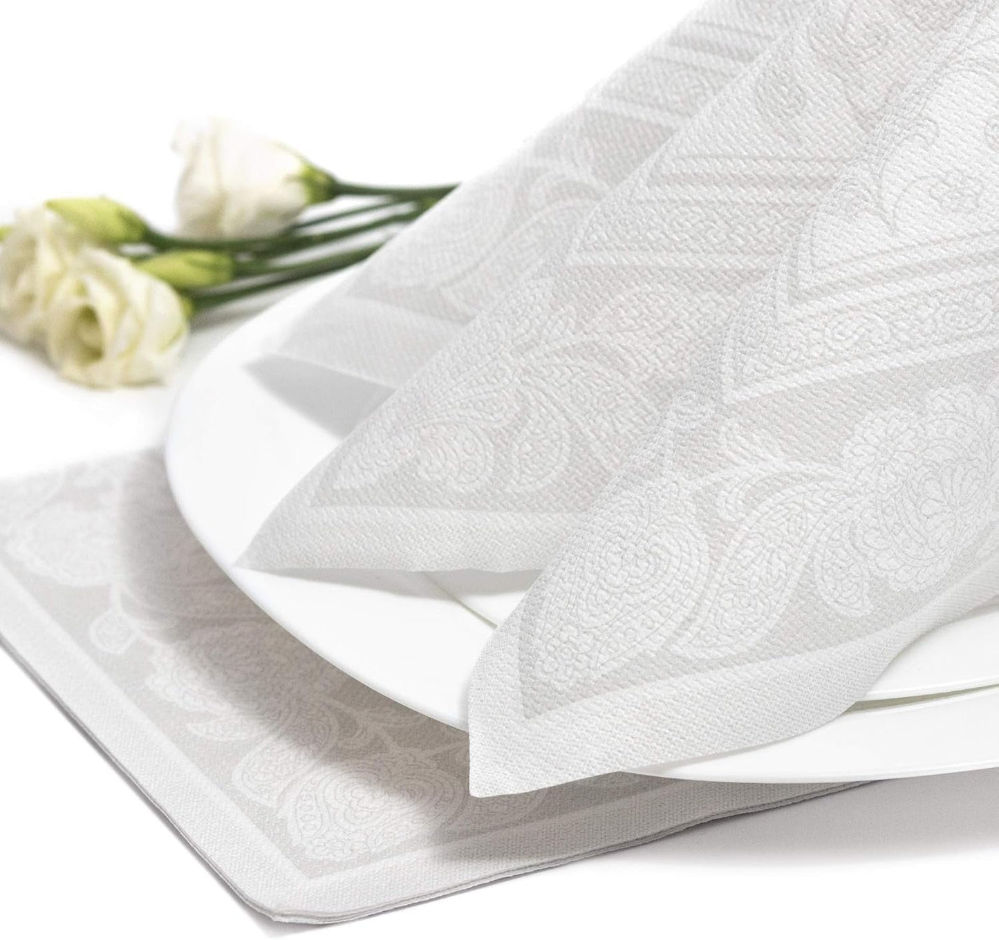 Papstar 11682 50 servetten "Royal Collection" 1/4 vouw 40 X 40 cm "Ornamenten", wit