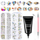 Makartt Strass zelfklevende gel - 15 ml UV-nagellijmset met roze nagelbedels Hartcirkel Nagelsieraden en nageldesignaccessoires voor thuismanicure Valentijnsdagcadeau
