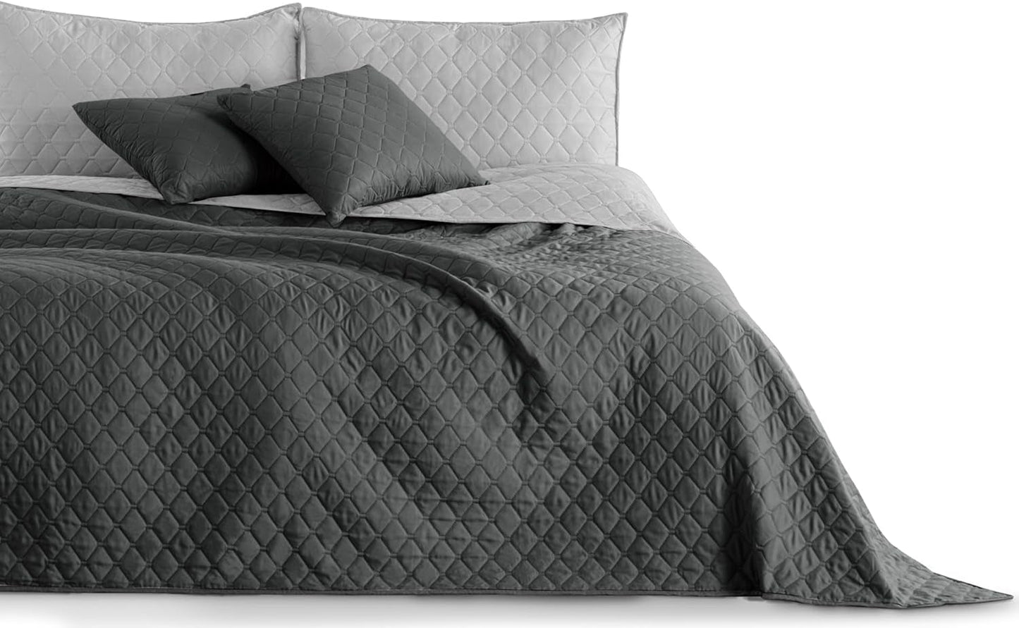Decoking Sprei 200 X 220 Cm Grafiet Antraciet Zilvergrijs Tweezijdige sprei gemakkelijk te onderhouden Axel Bedden en Dekens Besuche den DecoKing-Store Axel Grafiet Zilver 200 X 220 Cm