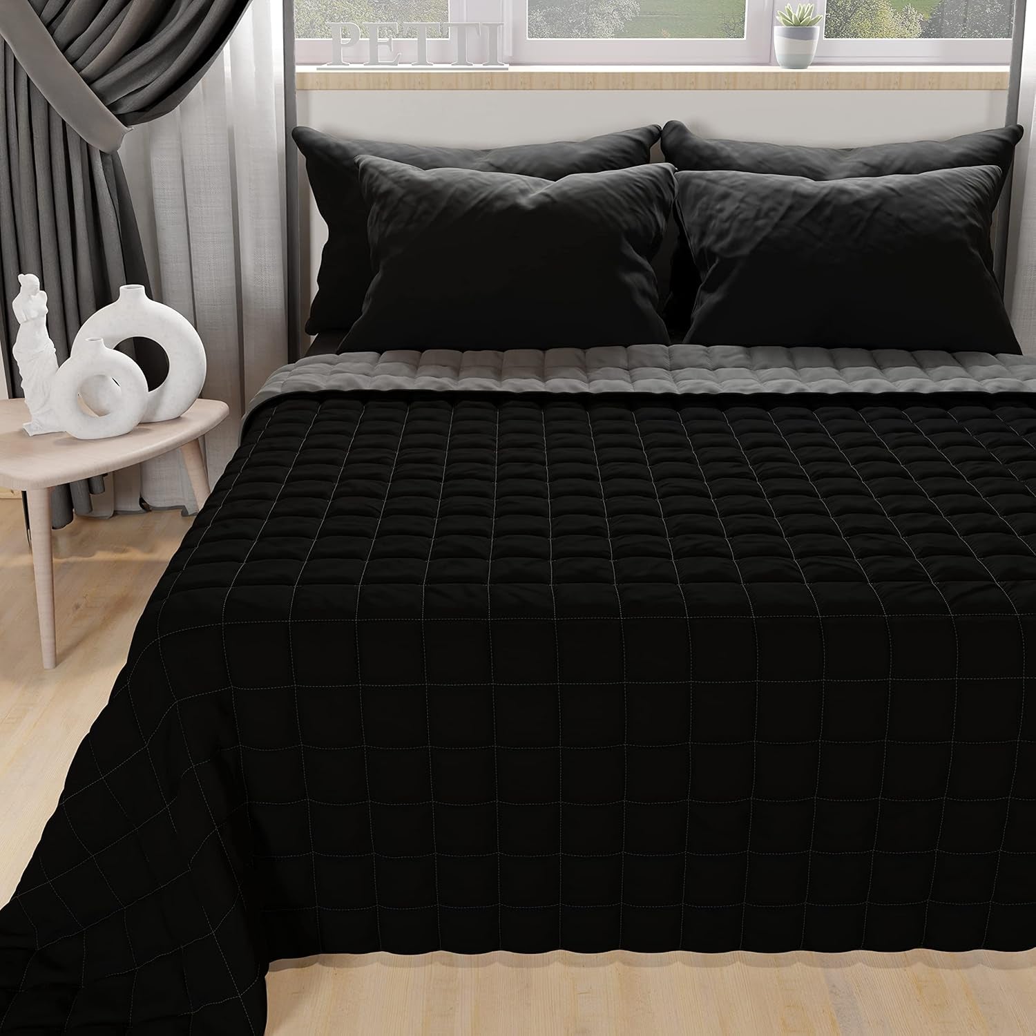 PETTI Artigiani Italiani - Sprei voor eenpersoonsbed, dubbelzijdige sprei, springsprei, nachtblauw, wit, 100% Made in Italy Dekbedden en dekbedden Naty Shop Oranje Bedmaat 160 (240X260 Cm)