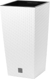 Prosperplast rotanlook potten/potten met inzet | 26,5 x 26,5 x 50cm | antraciet | weer- en UV-bestendig | van stevig kunststof | voor binnen en buiten