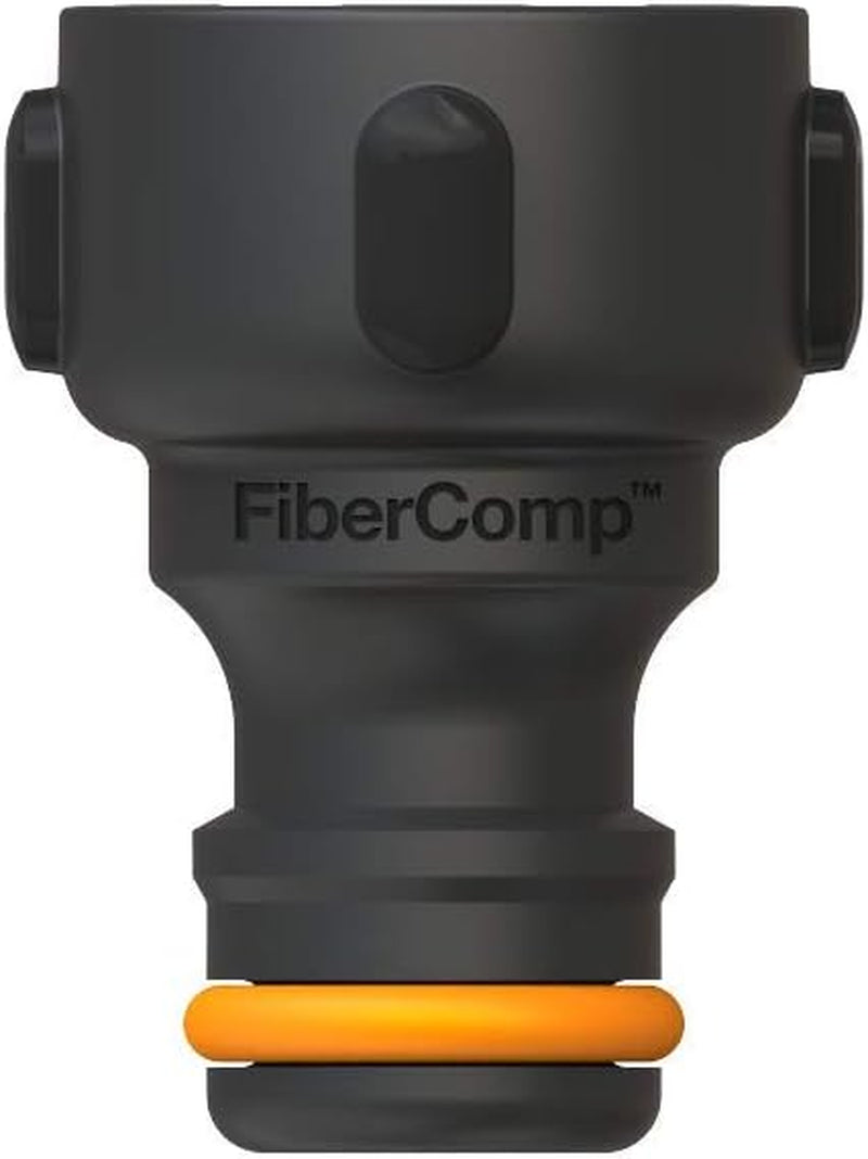 Fiskars kraanconnector, voor kranen, Ø 21 mm (G 1/2"), FiberComp, universele maat, 10 g, zwart/oranje, 1027053