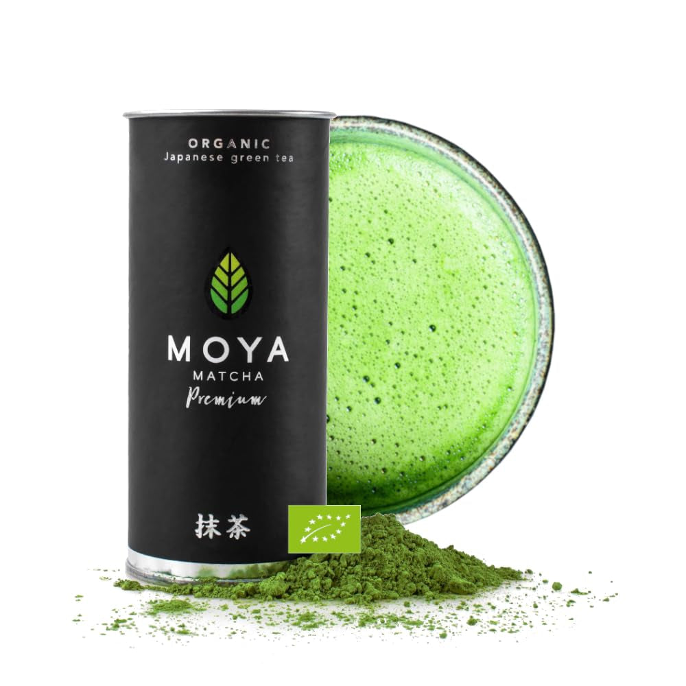 Biologische Groene Thee Moya Matcha Poeder | 100 g premium kwaliteit voor ceremonie | Biologisch geteeld en geoogst in Uji, Japan | Matcha groene theepoeder | Ideaal voor de Japanse watertheeceremonie