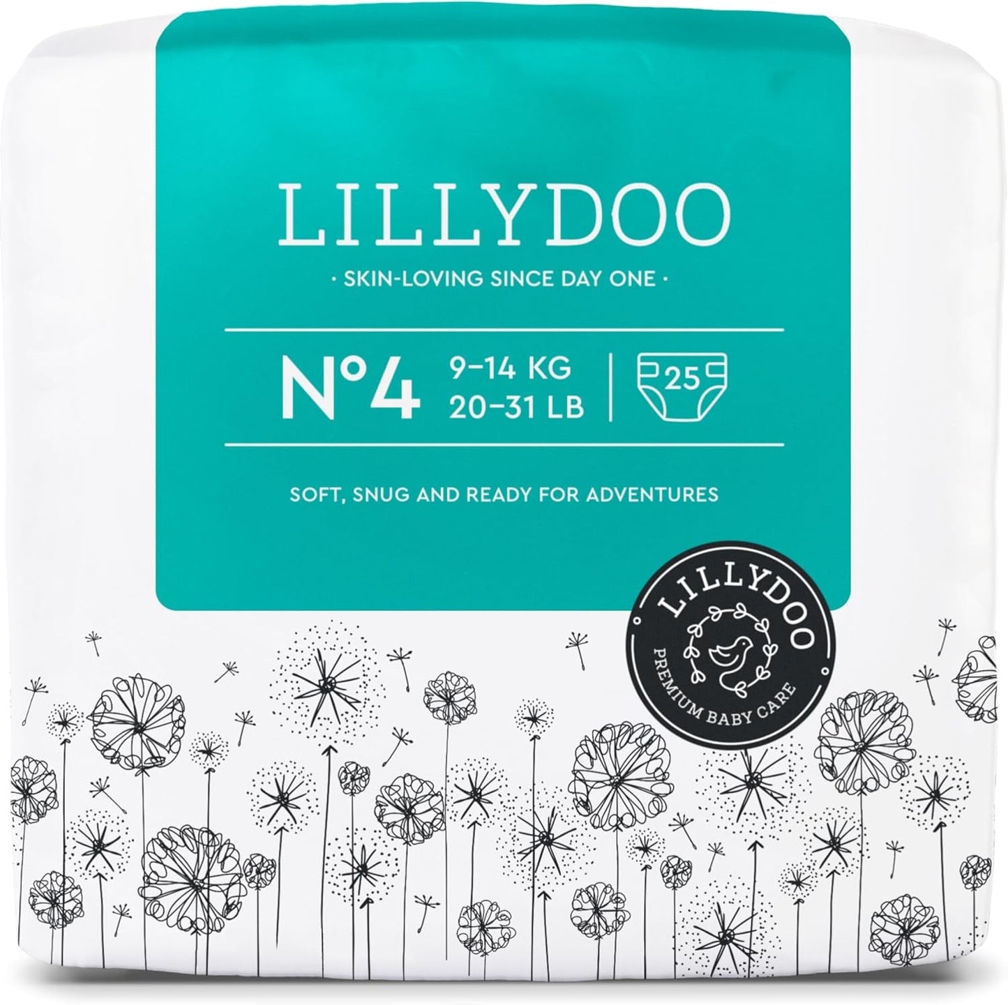 LILLYDOO Babyluiers Huidvriendelijk - Maat 3 (6-10kg), 29 stuks, Betrouwbare lekbescherming, Zacht, Geurvrij en Lotionvrij voor gevoelige huid, Dermatologisch getest