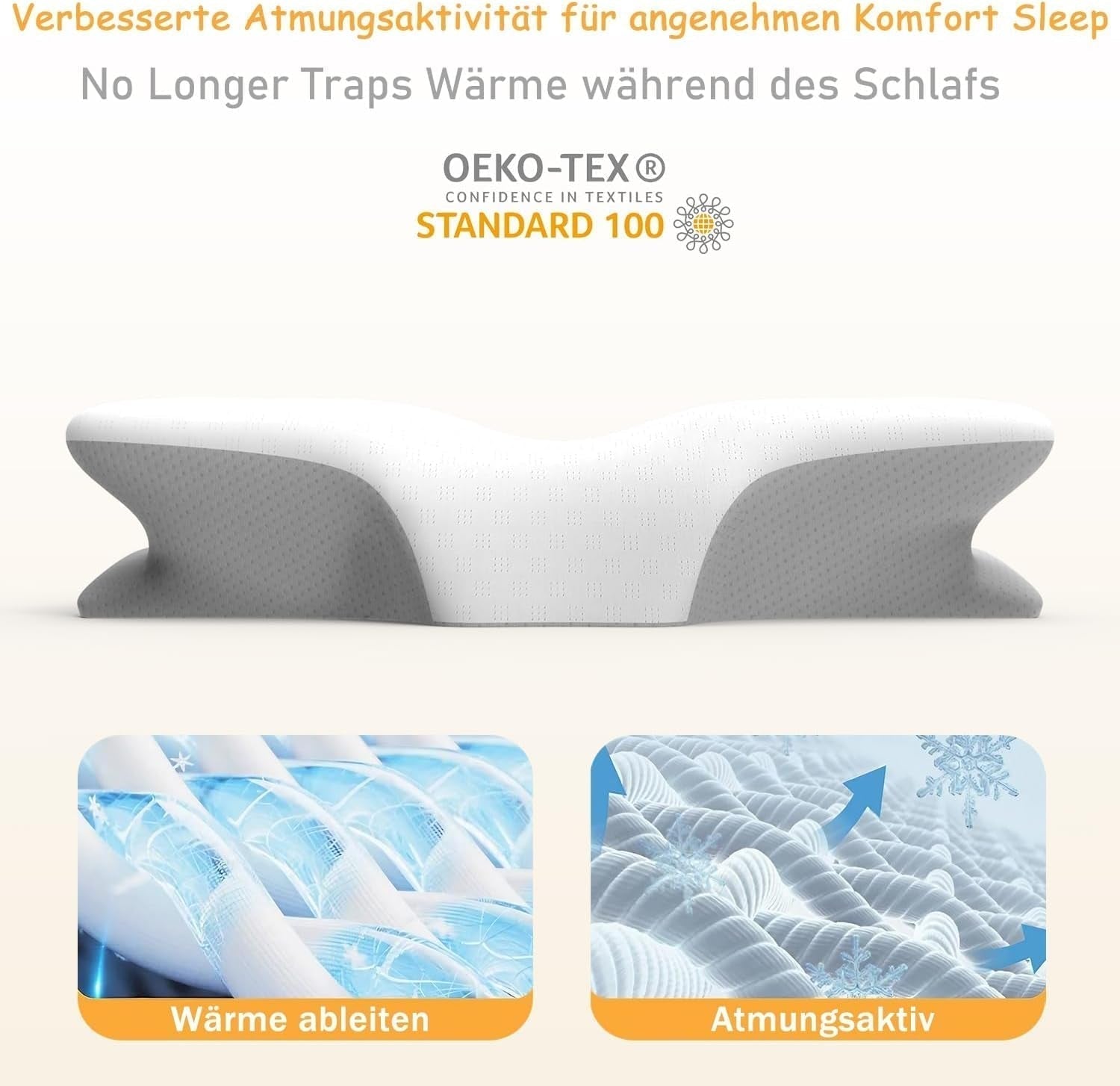 Ergonomisch cervicaal nekkussen van traagschuim met afneembare wasbare hoes voor orthopedische slaap, nekpijn en buikpijn (55X35X13 Cm) Naty Shop Cervicale orthopedische kussens