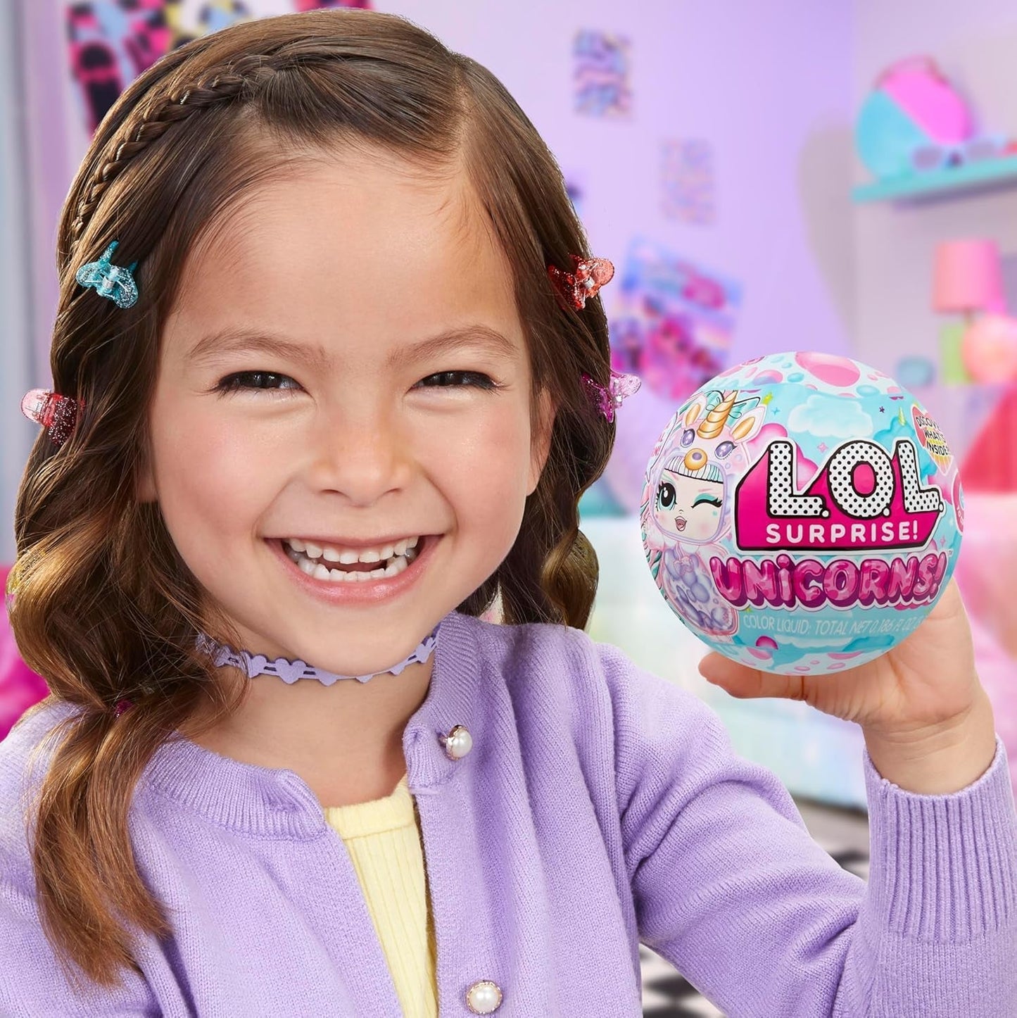 LOL Verrassing! Unicorns Tots - Inclusief 1 pop met doorzichtig lichaam en lavalampeffect, gepantserde verpakking, 8 verzamelpoppen met 2 kleurrijke mixen, voor kinderen vanaf 4 jaar