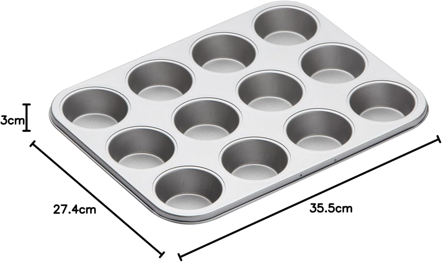 Kitchen Craft Muffin-bakplaat, antiaanbaklaag, biedt plaats aan 12 muffins, 35 cm x 27 cm Naty Shop bakpannen en dienbladen