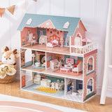 Houten poppenhuis met meubels en accessoires Speelhuis voor meisjes Kinderspeelkamer Speelgoed Poppenhuizen Naty Shop