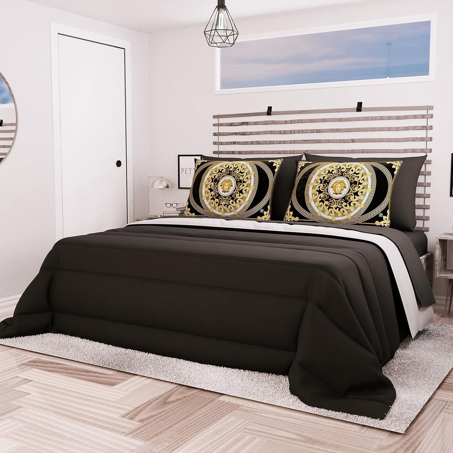 PETTI Artigiani Italiani - Tweepersoonsbed winterdeken, maxi, monochroom, dubbelzijdig, wit, grijs, 100% Made in Italy Dekbedden en dekbedden Naty Shop Zwart Piazza E Mezza Maxi (240X260 Cm)