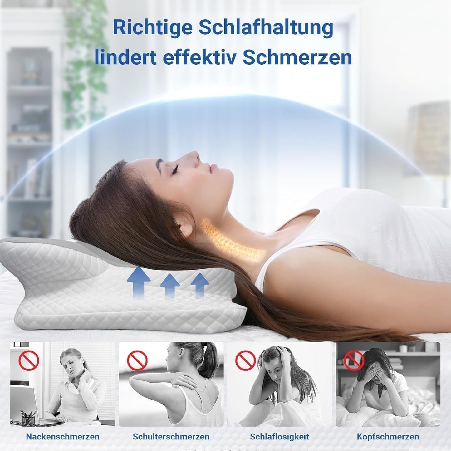 Hothands Memory Foam Kussen Ergonomisch Orthopedisch Kussen Zijkant Buikpijn Verlichting Kussen Verbeter de Slaapkwaliteit 62X41X13/11Cm Cervicale Orthopedische Kussens Naty Shop