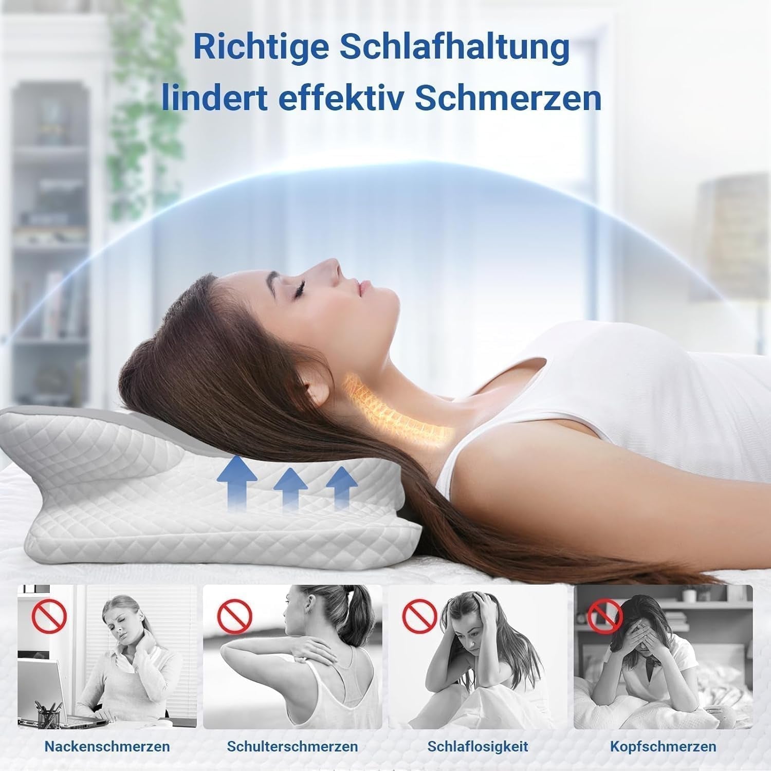 Hothands Memory Foam Kussen Ergonomisch Orthopedisch Kussen Zijkant Buikpijn Verlichting Kussen Verbeter de Slaapkwaliteit 62X41X13/11Cm Cervicale Orthopedische Kussens Naty Shop