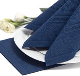 50 servetten "ROYAL Collection" 1/4 vouw 40 Cm X 40 Cm donkerblauw "Ornamenten"