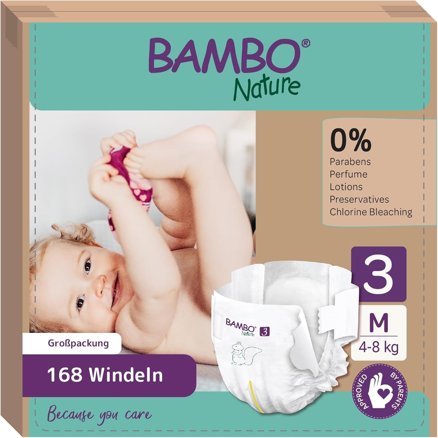 Bambo Nature Babyluiers, maat 1 (2-4 kg), maanddoos van 132 stuks | Premium luiers met verbeterde lekbescherming | Ultiem comfort en vrijheid voor pasgeborenen | Dermatologisch geteste luiers