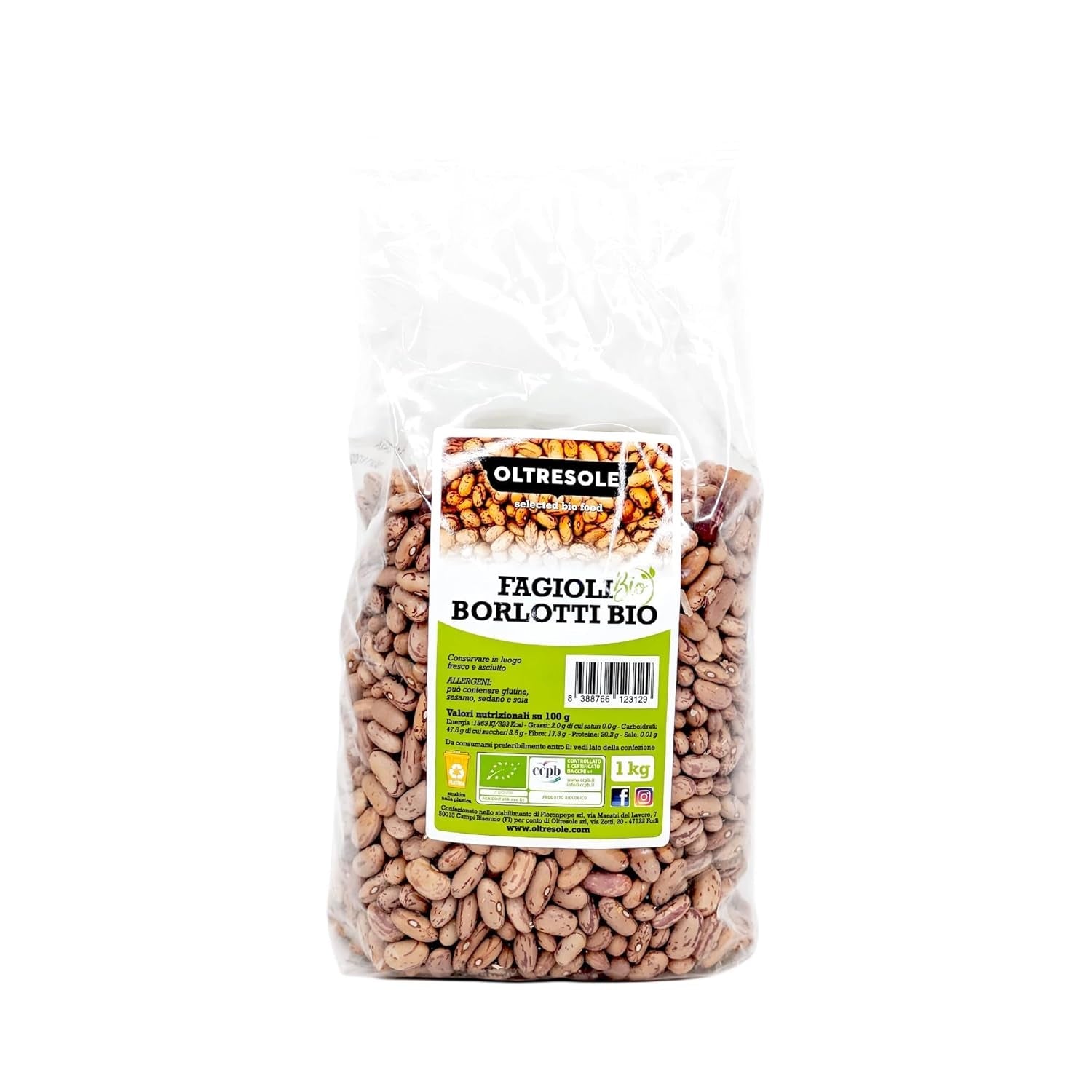 Biologische Borlottibonen 5 kg, Gedroogde biologische peulvruchten uit gecontroleerde gewassen, Ideaal voor salades, soepen en bijgerechten, Handig formaat