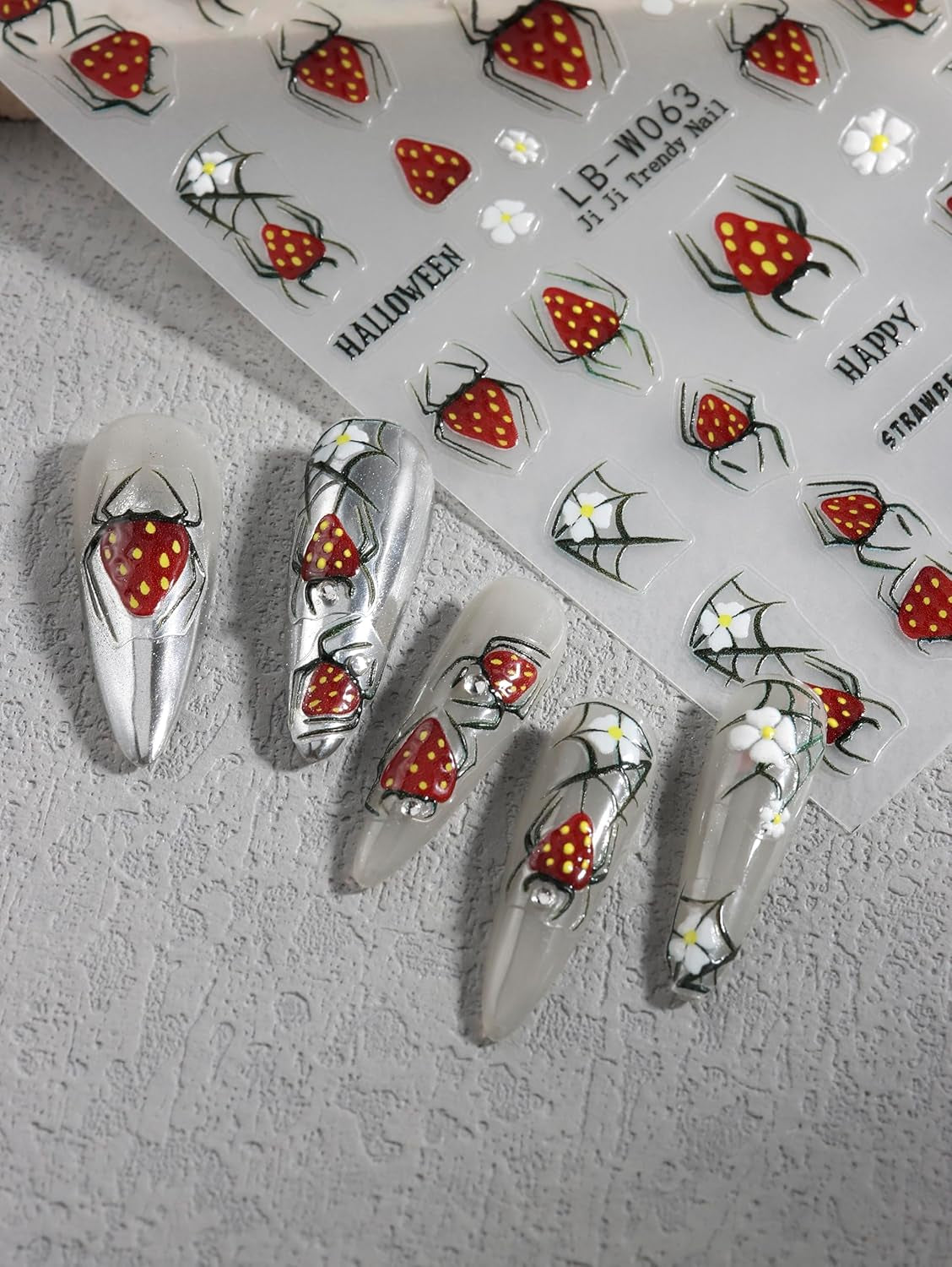 JMEOWIO Nagelsticker Halloween 9 Blatt Nail Art Sticker Selbstklebend Nagelaufkleber Süße Geisterblume Decoratie Nageldesign Zubehör