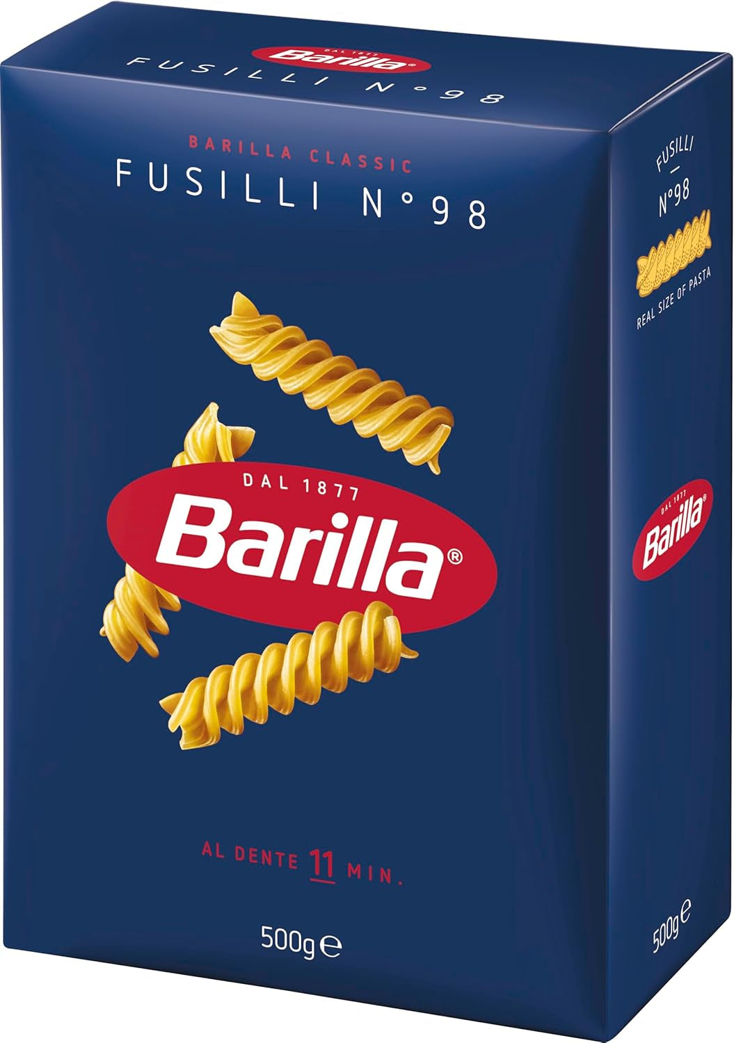 Barilla Pasta Classic Fusilli nr. 98 van hoge kwaliteit durumtarwe, altijd al dente, Chili, Spaghetti, Fusilli, Penne, Italiaans, 500g