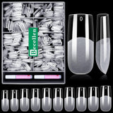 Becellen 500 stuks kunstnageltips, zachte gelnageltips, volledige dekking, gelnageltips, voorgepolijste kunstnagels, doe-het-zelf nagelkunstlijmset (amandelen)