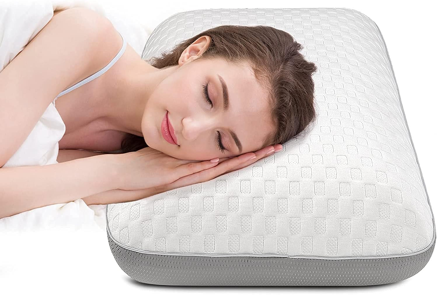 Fityou Memory Foam Kussen Neksteunkussen Ergonomisch Slaapkussen Koelkussen Dubbelzijdig Ontwerp Wasbare Kussensloop (67,5X40X13Cm) Cervicale Orthopedische Kussens Naty Shop Lichtgrijs 67,5X40X13Cm