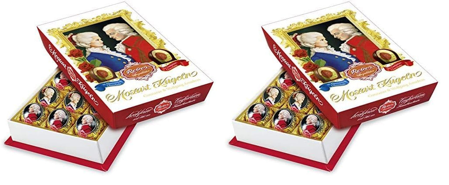Reber Mozart-balletjes met pure chocolade, verpakking van 6 met marsepein en nougat, veganistisch - 1 x 120 g